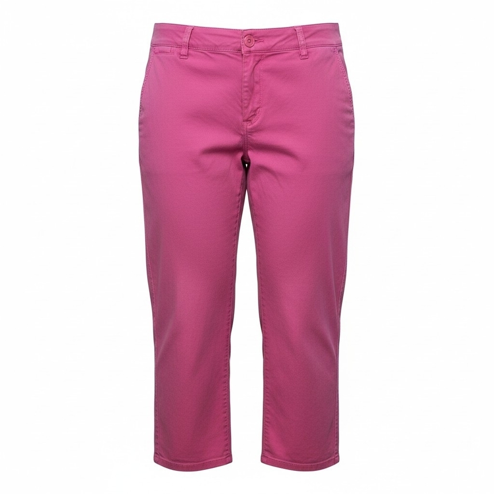 Crown & Ivy Charlotte Women’s 10 Bright Pink Capri Jeans 4 Pocket Clamdiggers